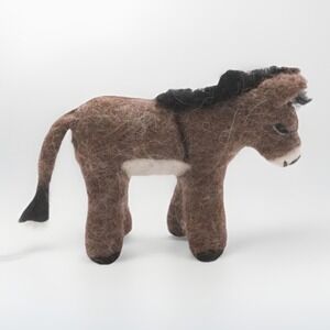 Lanart Donkey Burro Plush Stuffed Alpaca‎ Fiber Brown 5" NWT